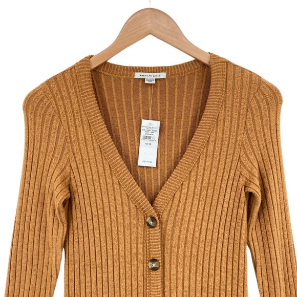 American Eagle Outfitters Sweater Dress Womens XS Camel Color Knit Viscose Blend - Picture 7 of 16